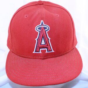 New Era Size 7 3/8 Red Fitted Los Angeles Angels 59Fifty MLB League Baseball Cap